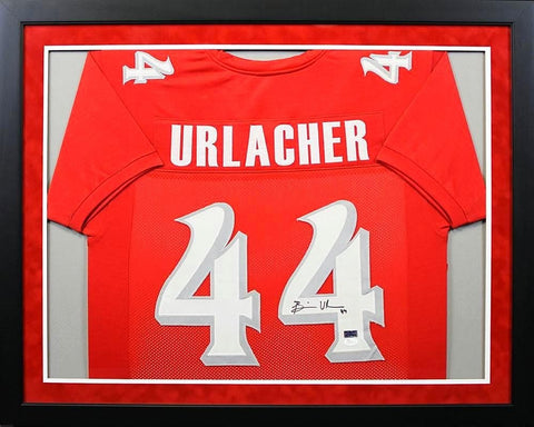 BRIAN URLACHER SIGNED NEW MEXICO LOBOS #44 RED FRAMED JERSEY JSA