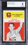 Lakers Jerry West 1961 Fleer #43 Rookie Card Graded EX-5 Autographed BAS Slabbed