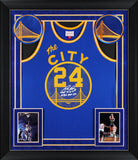Warriors Rick Barry "2x Insc" Signed Blue M&N TB Swingman Framed Jersey BAS Wit