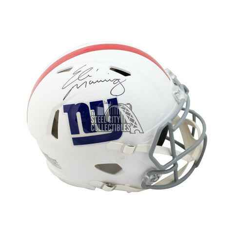 Eli Manning Autographed Giants Flat White Authentic Full-Size Helmet - Fanatics