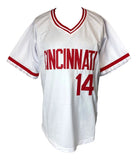 Pete Rose Cincinnati Signed In Black White Baseball Jersey JSA