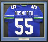Seattle Seahawks Brian Bosworth Autographed Framed Blue Jersey MCS Holo #52965