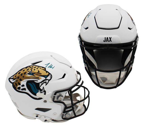 Travis Hunter Signed Jacksonville Jaguars Speed Flex Alternate White NFL Helmet