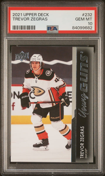 Trevor Zegras 2021 Upper Deck Anaheim Ducks Hockey Rookie Card RC #232 PSA 10