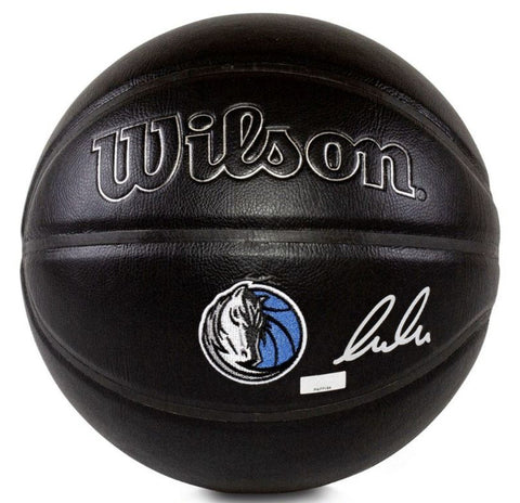 Luka Doncic Autographed Mavericks Wilson Team Premier Black Basketball Panini
