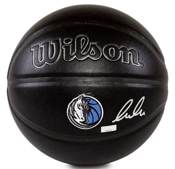 Luka Doncic Autographed Mavericks Wilson Team Premier Black Basketball Panini
