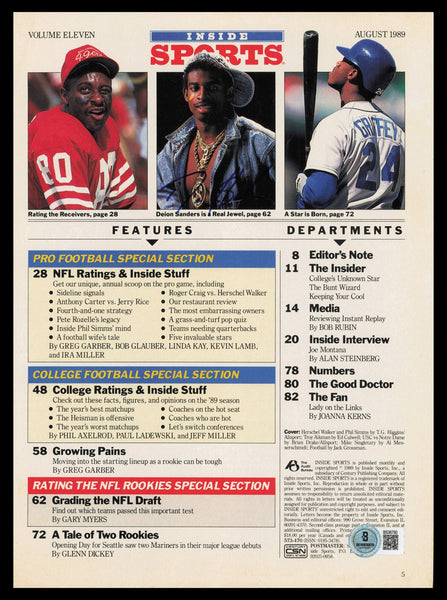 Deion Sanders Autographed 8x11 Magazine Page Photo Falcons Beckett QR #BS36790