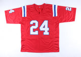 Ty Law Signed New England Patriots Red Jersey (JSA COA) 3xSuper Bowl Champion
