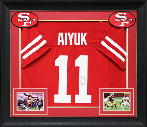 Brandon Aiyuk Authentic Signed Red Pro Style Framed Jersey Autographed BAS Wit