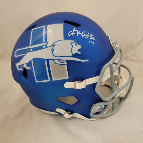 AMON RA ST BROWN SIGNED DETROIT LIONS F/S ALTERNATE SPEED REP HELMET BECKETT QR