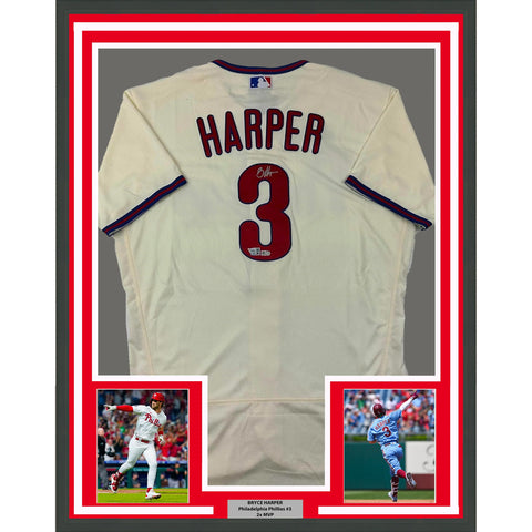 Framed Autographed/Signed Bryce Harper 33x42 Authentic Jersey Fanatics & MLB COA
