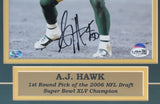 AJ Hawk Signed/Autographed 8x10 Photo Green Bay Packers Framed JSA 208827