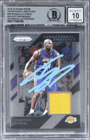 Lakers Shaquille O'Neal Signed 2018 Panini Prizm SS #49 Card Auto 10! BAS Slab