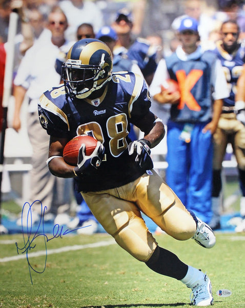 Marshall Faulk Autographed/Signed Los Angeles Rams 16x20 Photo Beckett 29093