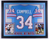 Earl Campbell Signed Houston Oilers 35"x43" Framed Jersey (JSA COA) Unv Texas RB