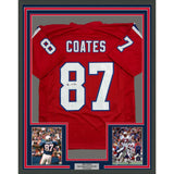 Framed Autographed/Signed Ben Coates 35x39 New England Red Jersey JSA COA