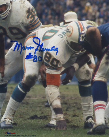 Marv Fleming Signed Miami Dolphins In Stance 8x10 Photo - (SS COA)
