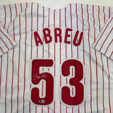 Autographed/Signed Bobby Abreu Philadelphia Pinstripe Jersey Beckett COA