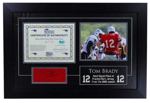 Tom Brady Autographed Framed Practice Used Jersey Piece Patriots Cert LE 6/11