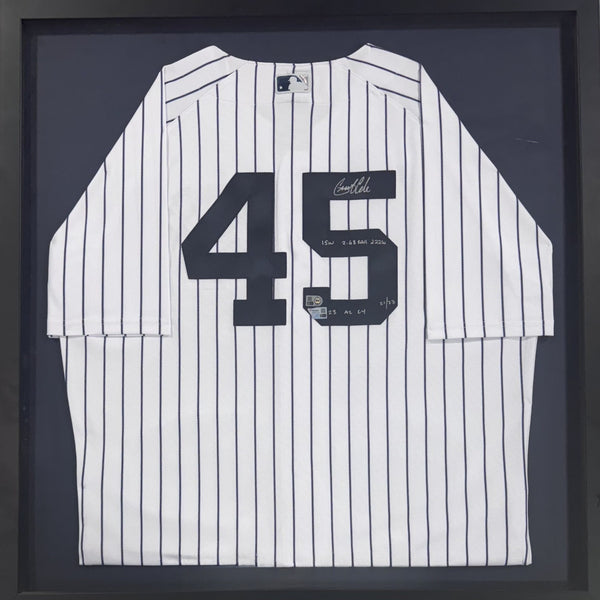 Gerrit Cole Yankees Signed 2023 Cy Young Stat Auto Jersey Framed /23 Fanatics