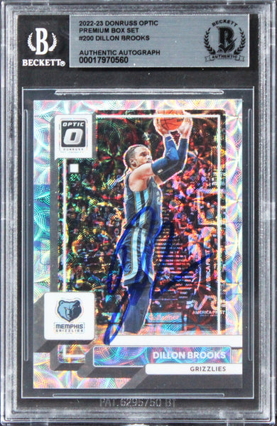 Grizzlies Dillon Brooks Signed 2022 Donruss Optic Premium Set #200 Card BAS Slab