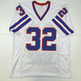 Autographed/Signed OJ O.J. SIMPSON Buffalo White Stat Football Jersey JSA COA