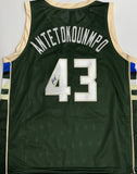 Bucks Champ THANASIS ANTETOKOUNMPO Signed Milw Custom Replica Green Jersey AUTO