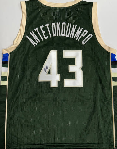 Bucks Champ THANASIS ANTETOKOUNMPO Signed Milw Custom Replica Green Jersey AUTO