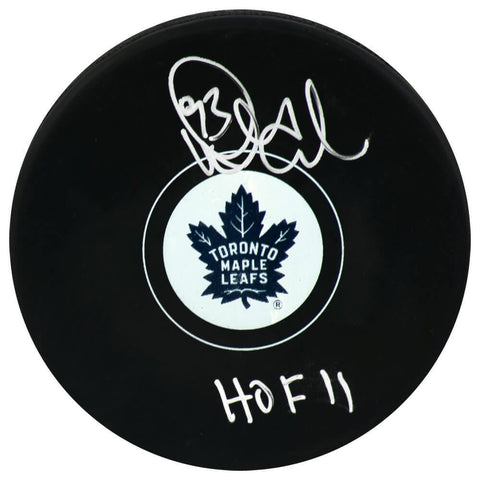 Doug Gilmour Signed Maple Leafs Logo Hockey Puck w/HOF'11 -(SCHWARTZ SPORTS COA)