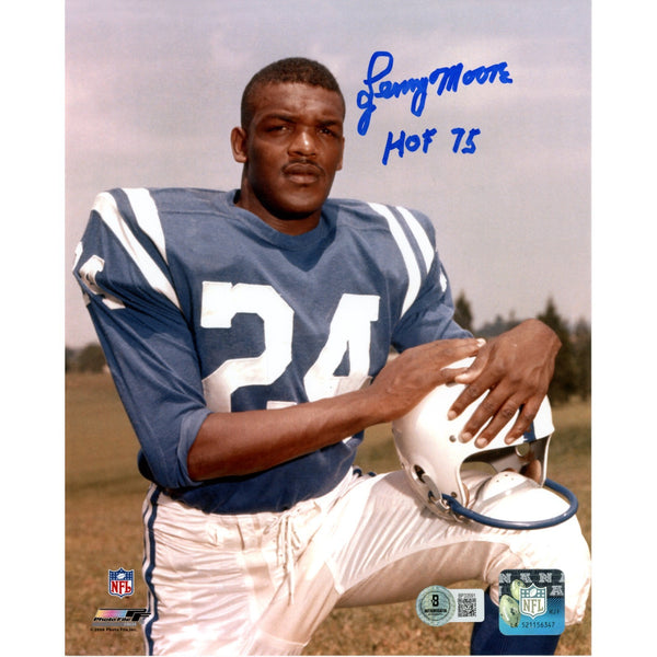 Lenny Moore Autographed/Signed Baltimore Colts 8x10 Photo Beckett 53575