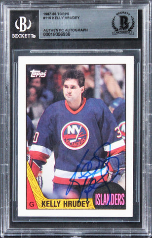 Islanders Kelly Hrudey Authentic Signed 1987 Topps #119 Card BAS Slabbed