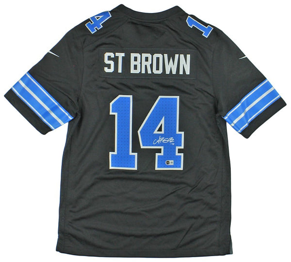 Amon-Ra St. Brown Signed Detroit Lions Nike Game Black NFL Jersey