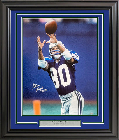 STEVE LARGENT AUTOGRAPHED FRAMED 16X20 PHOTO SEAHAWKS "HOF 95" MCS HOLO 212654