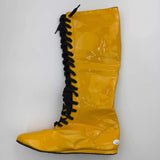 Autographed/Signed Hulk Hogan Yellow WWE WWF Wrestling Boot/Shoe JSA COA
