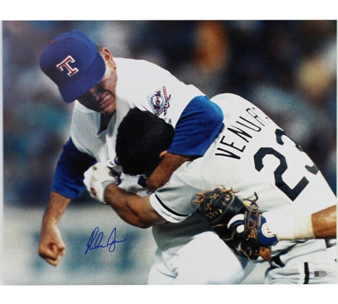 Nolan Ryan Signed Texas Rangers Iconic Unframed 16x20 MLB Photo - Fight