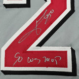 Framed Autographed/Signed Jose Rijo 35x39 Cincinnati Grey Jersey Beckett BAS COA