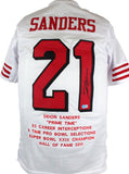Deion Sanders Autographed White Pro STAT Style Jersey-Beckett W Hologram *Black