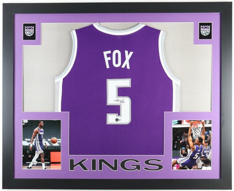 De'Aaron Fox Signed Sacramento Kings 35x43 Framed Jersey (Beckett) 2017 #5 Pick