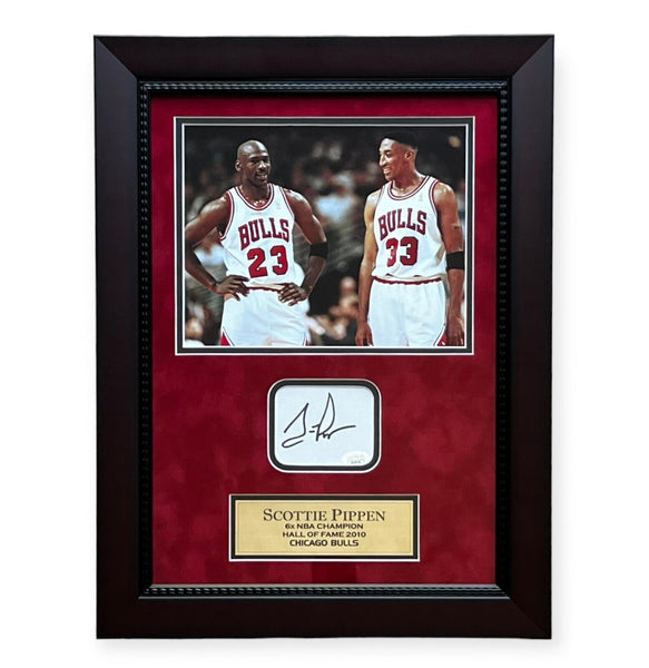 Scottie Pippen Signed Autographed Cut Collage Framed To 15x20 JSA