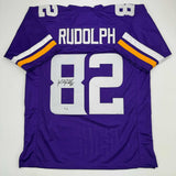Autographed/Signed Kyle Rudolph Minnesota Purple Football Jersey Beckett BAS COA