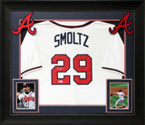 John Smoltz Signed White Pro Style Framed Jersey w/ Silver Sig BAS Witnessed