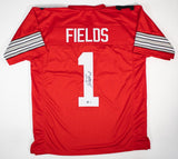 Justin Fields Signed Ohio State Buckeyes Jersey (Beckett) 2021 1st Rnd Pk/ Bears