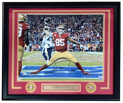 George Kittle Signed Framed 16x20 San Francisco 49ers Spike Photo BAS