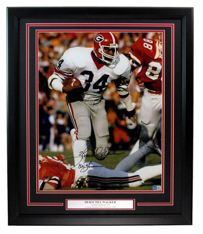 Herschel Walker Autographed/Inscribed 16x20 Photo Georgia Framed Beckett 183613