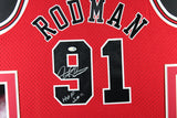 Dennis Rodman Autographed Chicago Bulls Mitchell Ness Framed Jersey HOF 2011 JSA