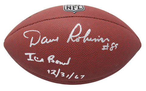 Dave Robinson Signed Wilson NFL Football w/Ice Bowl 12-31-67 - SCHWARTZ