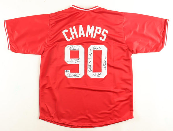 1990 World Series Champions Reds Team-Signed Jersey by 8 w/Larkin, Davis, Rijo +