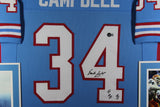 Earl Campbell Autographed/Signed Pro Style Framed Blue XL Jersey Beckett 40127