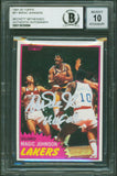 Magic Johnson "HOF 02" Signed 1981 Topps #21 Card Auto 10! BAS Slab #13630884
