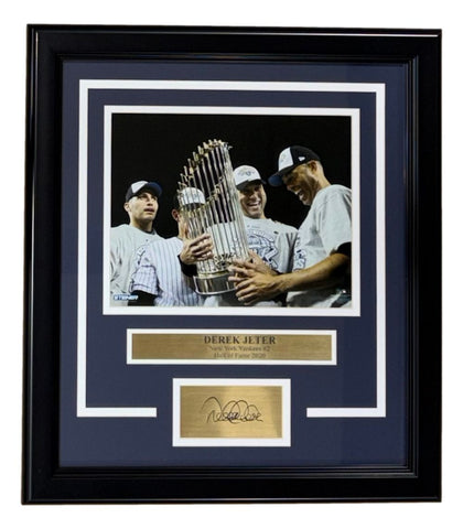 Derek Jeter Framed 8x10 NY Yankees Trophy Photo w/ Laser Engraved Signature